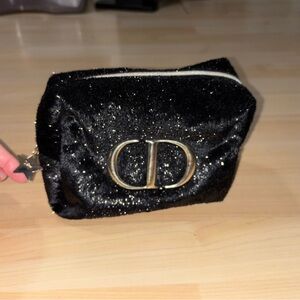 Dior Black Gold Cosmetic Bag Star Charm Beauty Cosmetic Bag Travel Whimsical